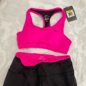 NWT Nike dri-fit set: sports bra & capri leggings- neon pink s